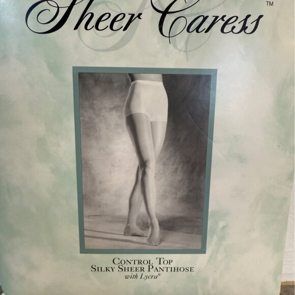 Sheer Caress Control Top Silk Sheer Pantyhose Color Smoke Grey Sandalfoot Size M - Picture 8 of 9